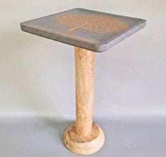 Hand Painted Wooden Side Table Tree Art Accent Stool